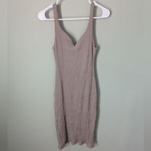 H&M Taupe Ribbed Midi Dress